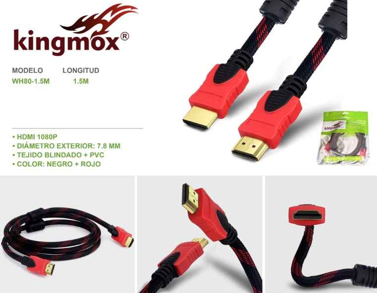 KINGMOX WH80-1.5M - CABLE DE HDMI 14+1 A HDMI / CABLE DE 1.5M / NYLON